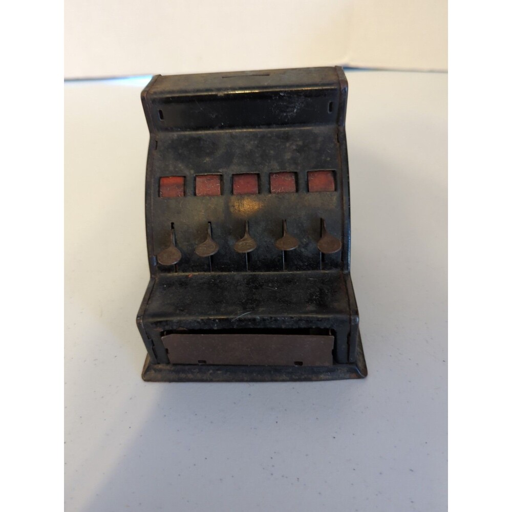 Durable Toy & Novelty Co Store Cash Register Vintage Metal Tin Coin Bank